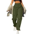 thumbnail image 1 of Timegard Pantalon Cargo pour Femmes Taille Haute Jambe Droite Actif Randonnée Pantalon d'Extérieur Automne Couleur Unie, 1 of 6