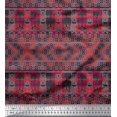 thumbnail image 1 of Soimoi Poly Georgette Fabric Check & Damask Ethnic Decor Fabric Printed Yard 42 Inch Wide, 1 of 3