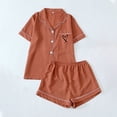 thumbnail image 2 of cfhntfmh Womens Pajama Sets Pj Set Cute Heart Print Short Sleeve Button down Shirt with Shorts 2 Piece Pjs Set, 2 of 4