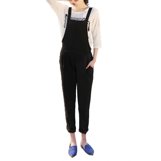 Salopette Pantalon Sans Manches Décontractée Salopette Combinaison Salopette à Bavette avec T-Shirt pour Femmes