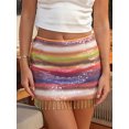 thumbnail image 2 of Women's Sequin Mini Skirts Low Waist Rainbow Color Tassel Skirts, 2 of 8
