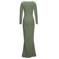 thumbnail image 4 of EQWLJWE Robes Moulantes pour Femmes Élégantes Col Rond Ajusté Manches Longues Aguichant sous-Couche Robe Nuisette, 4 of 6