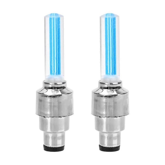 2PCS BLUE Bicycle Bike Car Van Light LED Neon Flash Wheel Tire Valve Cap