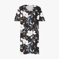 thumbnail image 4 of Pisexur Robes d'Été pour Femmes Mode Imprimé Floral Robe Décontractée Ample Col en V Manches Courtes Robes T-Shirt Fluide Surdimensionnée Robe de Plage avec Poches Grande Taille Mi-Mollet L-5TG, 4 of 5