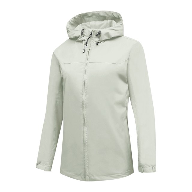 Veste Zippée Blanche pour Femmes, Entraînement Athlétique, Randonnée, Jogging, Sortie, à Capuchon, Tenue pour Femmes avec Capuchon, Imperméable, Unie, Hiver Automne, Tenue 2025, Vêtements, Mode, m