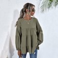 thumbnail image 2 of Babysbule Liquidation Haut d'Été pour Femmes Blouse à Manches Longues Lanterne à Col Rond pour Femmes Hauts, 2 of 8