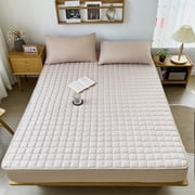 Mattress Pad - Soft Cushion Topper, Non Slip Cooling Bed Cover, Breathable Polyester Fabric, All Season Protection, Gold, JKODE