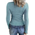 thumbnail image 2 of ORUYROP T-Shirts à Manches Longues pour Femmes Henley, Boutonnés, Ajustés, Col Rond, Tricot Côtelé, 2 of 3