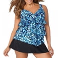 thumbnail image 1 of DEBGFS Women's Plus Size Tiered-Ruffle Tankini Top Flowy Layered Flounce Bathing Suit Top,blue,4XL, 1 of 6