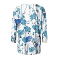 thumbnail image 5 of Pompotops T-shirt Ample Imprimé pour Femme Blouse à Manches 3/4 Col Rond Hauts Décontractés Liquidation, 5 of 5