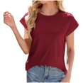 thumbnail image 1 of Plebaso Womens Cap Short Sleeve Tops Casual Summer Crew Neck T-Shirts Solid Color Loose Basic Tee Blouses, 1 of 7