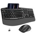 thumbnail image 1 of Wireless Keyboard and Mouse Combo, 2.4G Full Size Wave Keys Ergonomic Keyboard with Wrist Rest, Phone Holder, 3-Level DPI Wireless Silent Mouse with, 1 of 8