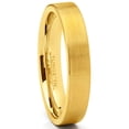 thumbnail image 1 of Men's Tungsten Wedding Band Ring GoldTone Flat Brushed Comfort-Fit 4MM, 1 of 3