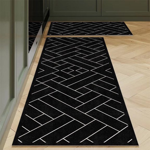 Tapis de Cuisine, 2 Pcs Tapis de Cuisine, Tapis de Cuisine Coussinés pour Plancher, Tapis Antidérapant pour Poste de Travail Debout, Ensemble de Tapis de Cuisine Imperméable pour Cuisine, Plancher, Bureau