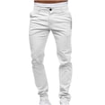 thumbnail image 1 of Babysbule Clearance Mens Pants Men's Casual Button Open Slim Fit Straight Solid Color Trousers, 1 of 4