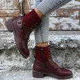 thumbnail image 4 of B91xZ Bottes Marron Femmes Automne Plateforme Compensée Espadrilles Bottines, Vin 8, 4 of 5