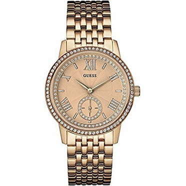 GUESS Ladies Gramercy Watch Rose Gold Tone And Crystal Stones Dial (W0573L3)