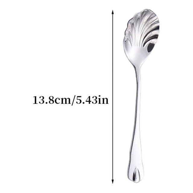thinsony 6 Pieces Stainless Steel Spoon Reusable Anti-rust Stylish Solid Color Replacement Ergonomic Coffee Cake Mousse Scoop