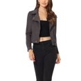 thumbnail image 1 of INSPIRE CHIC Women's Motorcycle Jacket Faux Suede Solid Color Asymmetric Zipper Jacket S Dark Gray, 1 of 6