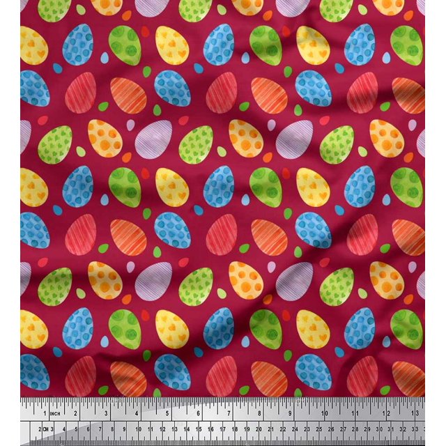 Soimoi Cotton Duck Fabric Egg Easter Decor Fabric Printed Yard 42 Inch Wide