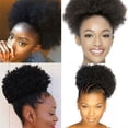 thumbnail image 5 of Short Kinky Curly Bun Hair Pieces Afro Puff Drawstring Ponytail Extension Synthetic Curly Ponytail Bun Hairpiece, 5 of 5