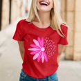 thumbnail image 2 of TSADFHJI T-Shirt pour Femmes à Manches Longues en Coton T-Shirt à Manches Courtes Imprimé pour Femmes Col Rond Haut Blouse TTTG Rouge, 2 of 5