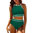 thumbnail image 2 of Birdeem Swimsuits for Women 2 Piece Hawaiian Tropical Print Swim Cami Bra and Ruffles Bathing Sets Beachwear, 2 of 12