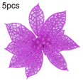 thumbnail image 2 of 5Pcs Glitter Hollow Artificial Christmas Flower Ornament  Tree Garland Decor Red One Size, 2 of 13