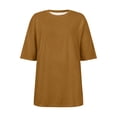 thumbnail image 4 of WEIYLL Ladies T Shirts Oversize Sports Summer Solid Tunic Loose With Slits Brown Tee Sizes S, 4 of 4