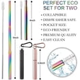 thumbnail image 2 of Lot de 2 Pailles Réutilisables Pliables, Pailles Portables Réutilisables, avec Porte-Clés, Brosses de Nettoyage, Parfait pour Voyager, Cadeaux, 2 of 4