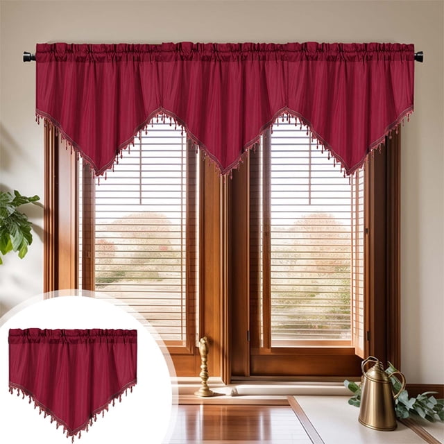LSLJS Curtains Short Curtains Solid Color Curtains Triangular Curtains Household Curtains Small Curtains Through Rod Curtains, Curtains Curtains