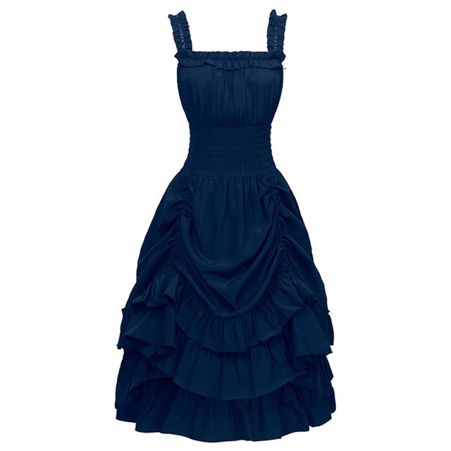 DuoJiaJ Robe Médiévale pour Femme avec Manches Trompette Festif et Fête Performance de Fête Robe de Soirée Festive Longue Tenue Médiévale