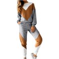 thumbnail image 1 of XZNGL Long Sleeve Tops Ladies Fashion Slim Sports Long Sleeve Two-Piece Color Block Sweatshirt Set, 1 of 9