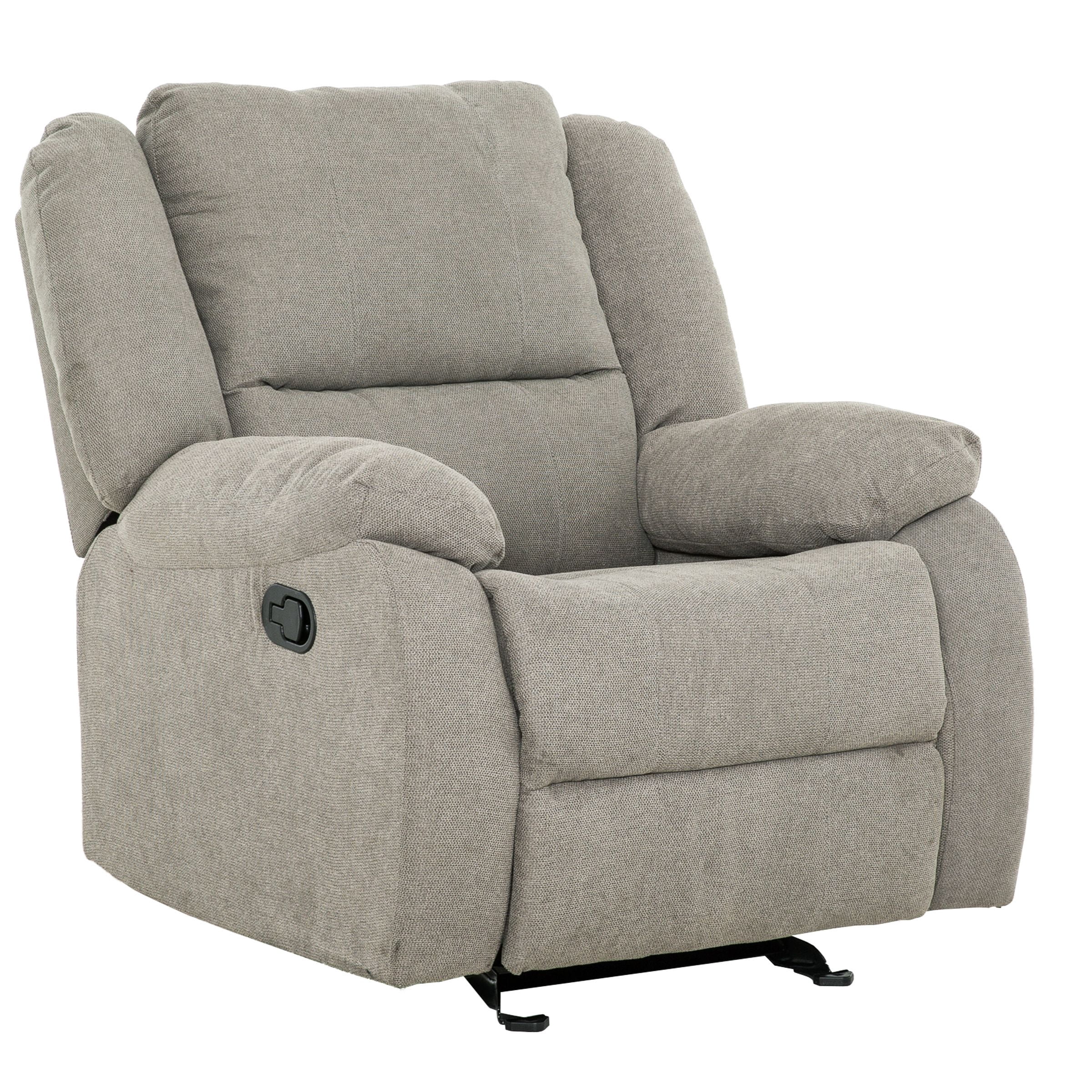 Fauteuil berçant inclinable Primo Amos – Fauteuil rembourré 36 po avec accoudoirs matelassés, mouvement berçant doux, tissu neutre – Pour salon