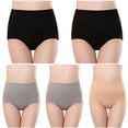 thumbnail image 1 of Plebaso Womens High Waisted Cotton Underwear Full Coverage Ladies Panties Multipack Regular and Plus Size, 1 of 3