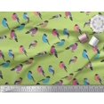thumbnail image 2 of Soimoi Green Cotton Jersey Fabric Rufous Flycatcher Bird Fabric Prints By Yard 64 Inch Wide, 2 of 3
