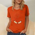 thumbnail image 2 of Dadaria T-Shirt Femme Orange Manches Courtes Col Rond Été Chandail Blouses S, 2 of 5