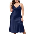 thumbnail image 1 of Timegard Nuisettes Sans Manches pour Femmes Col en V Profond Bretelles Ajustables Chemise de Nuit Fente Latérale Longue Robe, 1 of 6