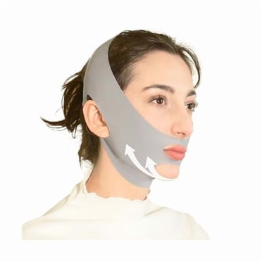 YJJSKEJI V Line Lifting Mask Chin Strap for Sleeping, Face Lifting Strap, Chin Strap, Jawline Shaper, Jaw Strap, Double Chin Reducer,Face Lift Tape & Snoring Solution (Grey)