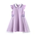 thumbnail image 1 of LOVZFMLL Girls' Summer Short Sleeve Ruffled Lace Round-Neck Embroidery Mesh Princess Bow Skirt, 1 of 4