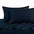 thumbnail image 3 of Twin Size Sheets, Navy, 100% Cotton Sheets, Deep Pocket, Cool Cotton Sateen, Smooth Striped Pattern Weaved Bed Sheets, 3 of 3