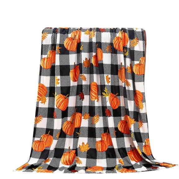 Yhmxh Couverture en Flanelle pour Literie Motif Citrouille Tournesol Couverture Imprimée Couverture de Sieste Couverture de Voyage Courtepointe Portable Jeté Doux pour la Peau Couverture Lavable à la Machine Ensemble de Draps en Microfibre