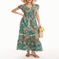 thumbnail image 2 of Robe de Plage Imprimée à Manches Courtes V Cou Été pour Femmes, 2 of 9