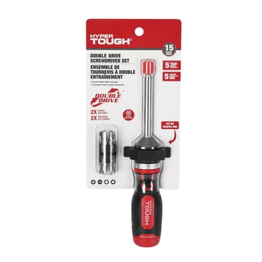 Hyper Tough 15-piece Dual Drive 2X Speed Screw Driver Set, Ratcheting Screwdriver,Double Drive