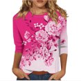 thumbnail image 2 of Xihbxyly Grande Taille Tops pour Femmes Manches 3/4 Mode Féminine Manches Trois Quarts Col Rond Rétro Imprimé de Pâques Blouse Tops Ample, 2 of 4