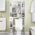 thumbnail image 2 of Vabches Over The Toilet Storage Cabinet,Freestanding Bathroom Toilet Rack with Glass Doors and Adjustable Shelves for Restroom, Bathroom, Laundry,White, 2 of 8