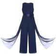 thumbnail image 1 of renvena Kids Girls Flower Wedding Party Bodysuit Ruffled Chiffon Pageant Banquet Rompers Summer Wide Leg Pants Jumpsuit Playsuit with Detachable Embellishment Navy Blue 12, 1 of 9