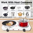 thumbnail image 2 of Hot Plate,Double Burner, 2000W Electric Stove Burner with 5 Levels Temperature Control, Countertop Double Coil Burner Cast Iron Cooktop for All Cookwares Home Camp RV,White, 2 of 9