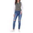 thumbnail image 2 of INSPIRE CHIC Women's Washed Chest Flap Pockets Single Breasted Denim Vest Jacket Grey S, 2 of 5