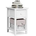 thumbnail image 1 of Gymax 2 Tier Mini Nightstand 1 Drawer Bedside End Table Organizer Wood W/Basket White, 1 of 10